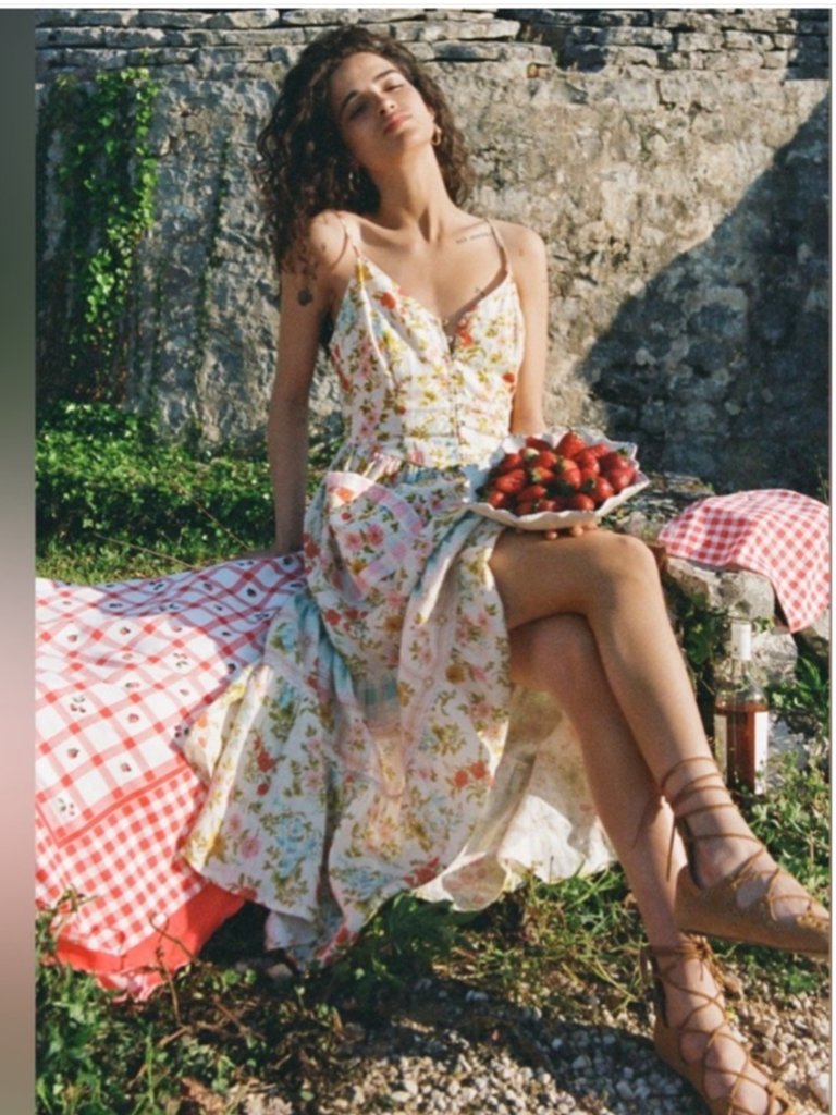 Spell Flora Linen Midi Dress Xs Rare